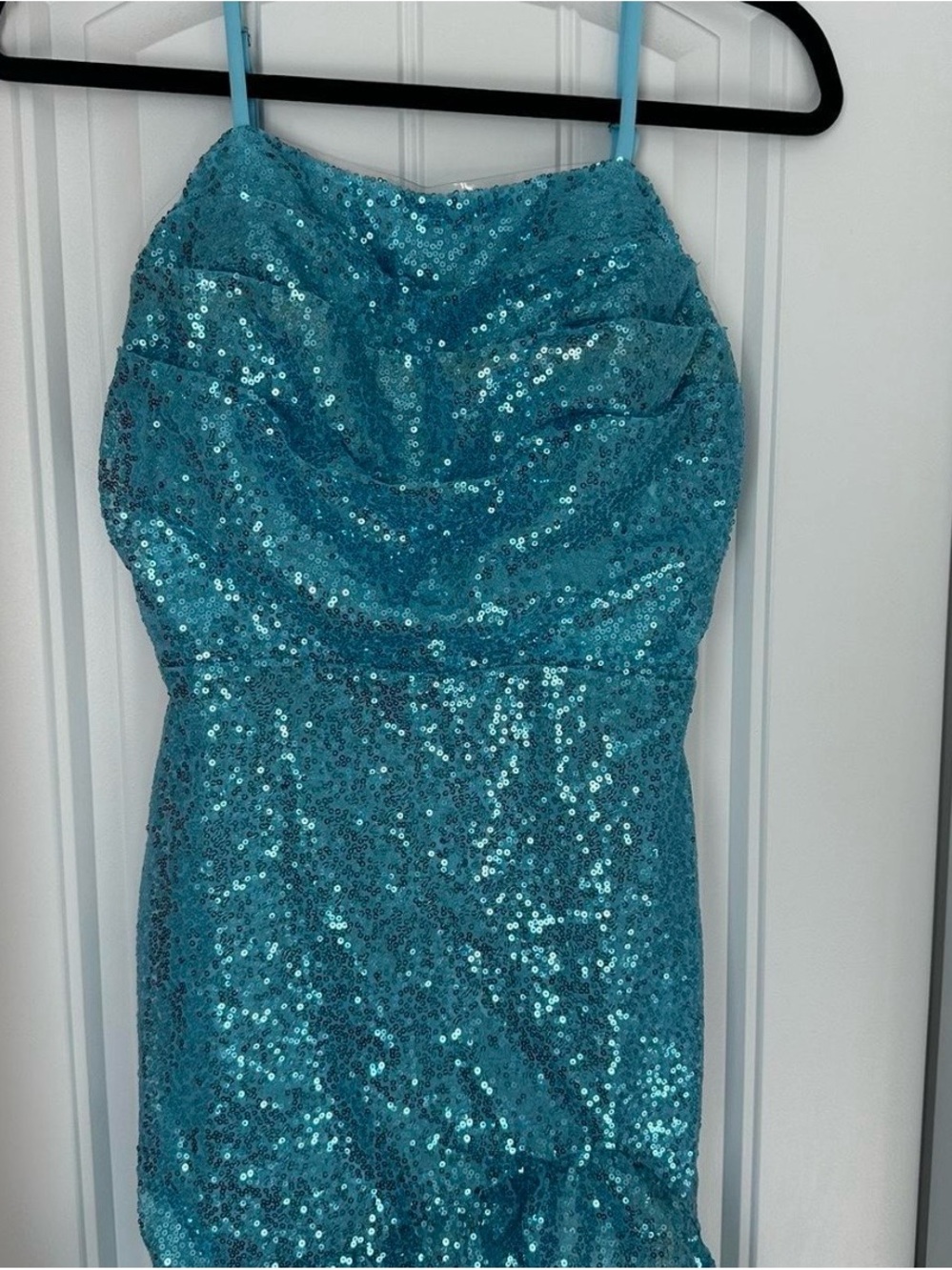 Turquoise Sequin Spaghetti Strap Mini Dress- never worn